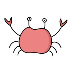 Red Doodle Crab Hand drawn Vector 