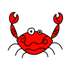 Cute Red Crab Kid Hand drawn Vector 
