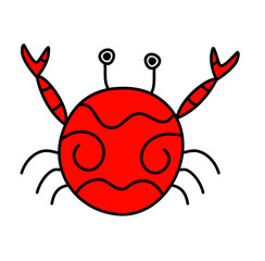 Cute Red Crab Kid Hand drawn Vector 