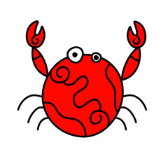 Cute Red Crab Kid Hand drawn Vector 