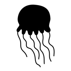 Black icon Jellyfish Vector 