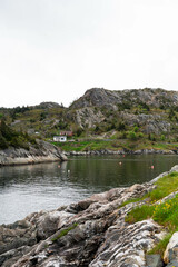 Ocean view and rocks in cape elizabeth maine