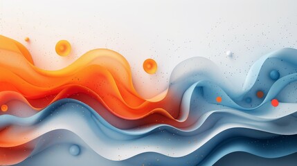 A colorful paper drawing of a blue ocean with orange and red waves and clouds