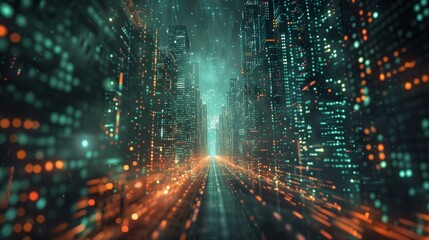 Fototapeta premium linux terminal, matrix effect, hacker background style