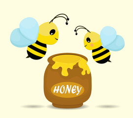 Honey beekeeping set,couple honey pot and honey bee