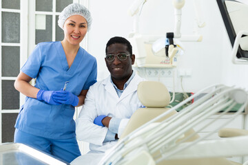 Portrait of doctor and a nurse in a dental office