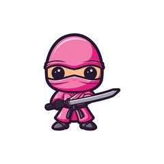 cute pink ninja character design