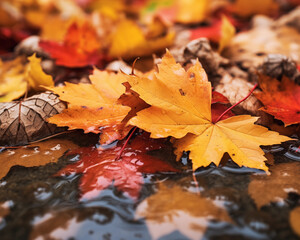 Cozy Autumn backdrop. Falling leaves backdrop. Park, nature, outdoor. Decoration Halloween background.