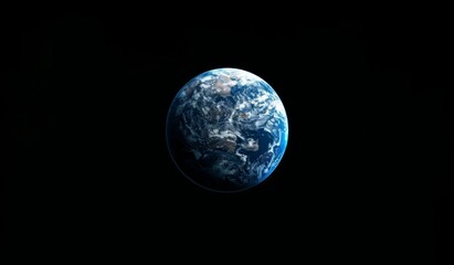 Naklejka premium Wide Shot of Earth from Space Against a Dark Background with High Contrast Black and Blue Lighting, Minimalist Design