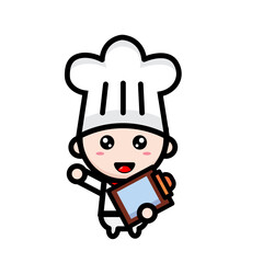 
illustration of cute chef with notebook
