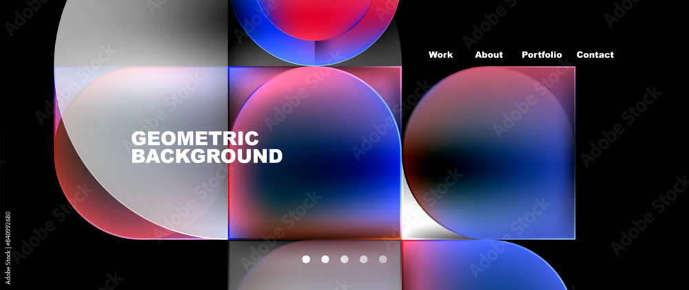Aufkleber bright colorful squares with round elements minimal geometric background. vector illustration for wa