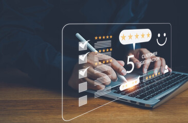 Online customer satisfaction Survey service concept, client rate service from experience in...
