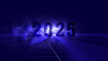 2025 inscription in techno style announcing the arrival of industrial revolution 5.0 and 6.0 future technologies in the new year 2025