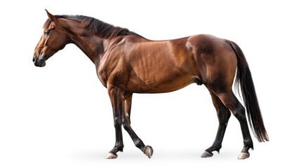 Fototapeta premium Solitary bay horse on a white background