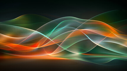Long exposure trails, Zoom burst, background gradient, orange, green and white background created with Generative AI technology