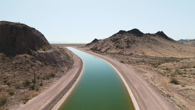 Flying low over the water in Central Arizona Project Canal