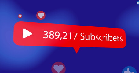 Image of social media subscribers text with numbers and icons