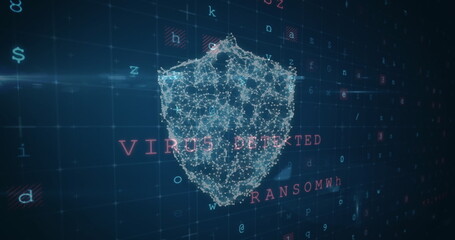 Image of cyber attack warning over online security shield