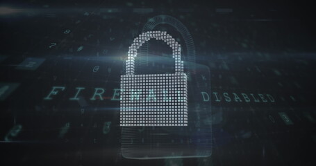 Image of cyber attack warning over online security symbols