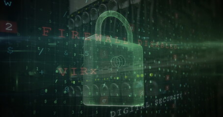 Obraz premium Image of changing numbers and letters over online security padlock