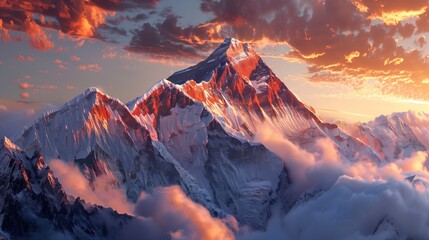 mount Everest at early morning, Himalayas mountain range in Nepal epic shot