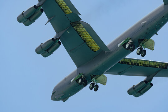 B-52 jet underbelly landing gear showing