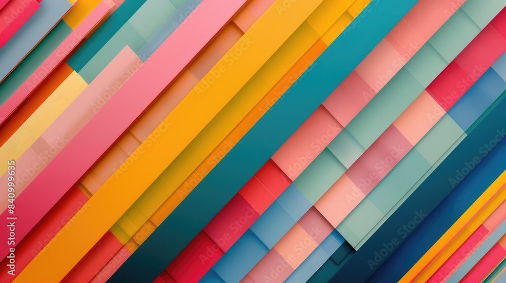 Poster Colorful Overlapping Striped Pattern in a Modern Geometric Style for Design Concept