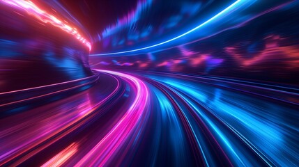 Obraz premium vibrant streak of blue and purple light cuts through the darkness, racing at hyper speed