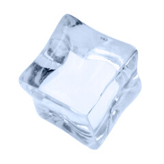 One crystal clear ice cube isolated on white