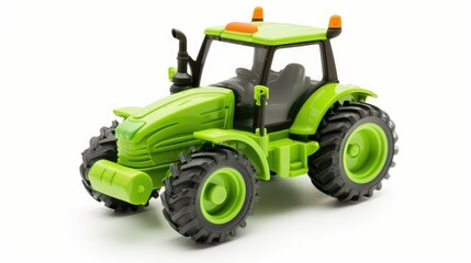 Obraz premium Toy tractor in green color isolated on a white background High quality image