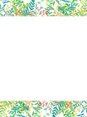 カラフルな手描きの植物の装飾、縦型テンプレート