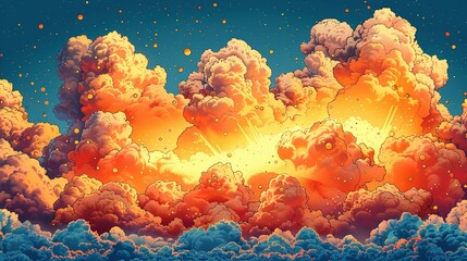 Boom and Bang: Comic Style Stars with Explosive Smoke