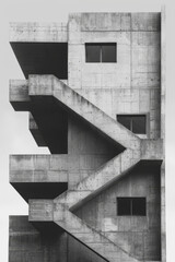 Fototapeta premium Realistic photography, architectural design, three-story stairs in the building created with Generative AI technology