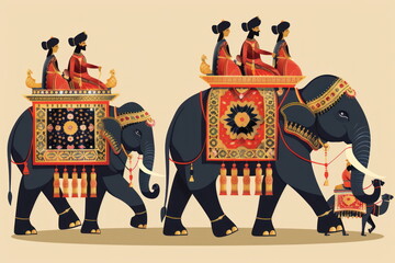 Traditional Mughal Elephant, camel caravan
