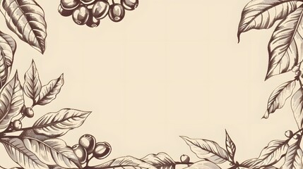 hand drawn coffee with leaf