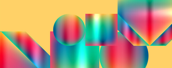 Fototapeta premium Colorful metallic geometric shapes. Vector Illustration For Wallpaper, Banner, Background, Card, Book Illustration, landing page