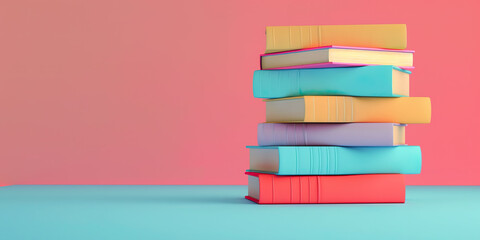 Book stack illustration 3D
