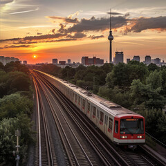 Obraz premium s-bahn Berlin skyline created with Generative AI technology
