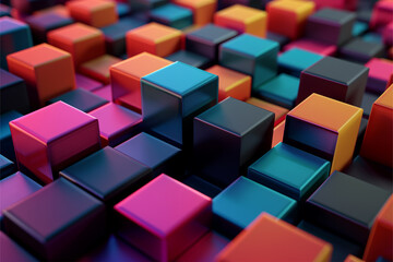 Obraz premium Abstract geometric blocks on black background