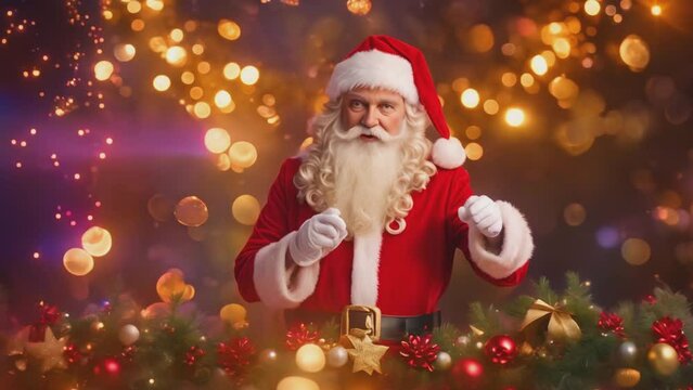 Santa Claus with a white beard in a red suit for Christmas. Generated AI