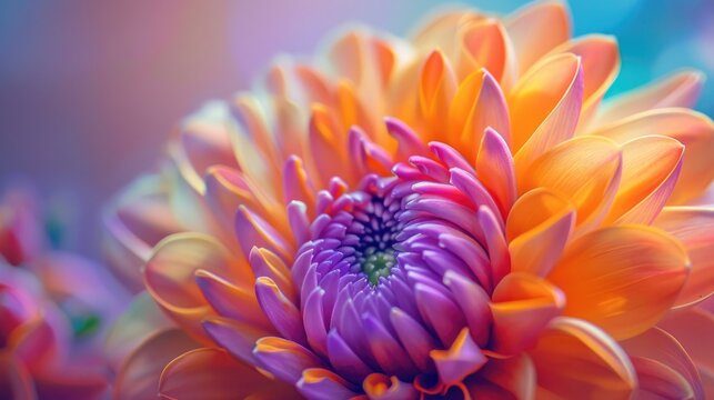 Vivid close up of blooming summer flower