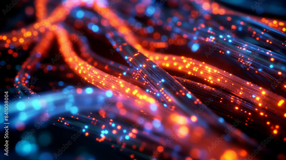 Aufkleber glowing internet cables information data flow, internet connectivity digital world networking