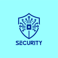 A cutting-edge logo featuring a circuit chip shield, symbolizing top-notch security and protection for your brand, perfect for tech companies, and cybersecurity firms seeking a modern and dynamic