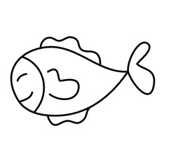 Fish Outline Doodle Icon