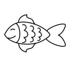 Fish Outline Doodle Icon