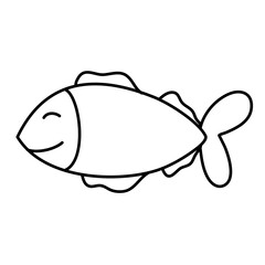 Fish Outline Doodle Icon