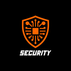 A cutting-edge logo featuring a circuit chip shield, symbolizing top-notch security and protection for your brand, perfect for tech companies, and cybersecurity firms seeking a modern and dynamic