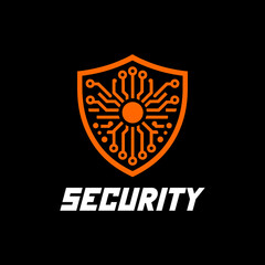 A cutting-edge logo featuring a circuit chip shield, symbolizing top-notch security and protection for your brand, perfect for tech companies, and cybersecurity firms seeking a modern and dynamic