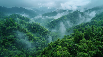 Obraz premium Tropical Rainforest in Xishuangbanna created with Generative AI technology