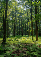 Fototapeta premium uma floresta de arvores frondosas created with Generative AI technology
